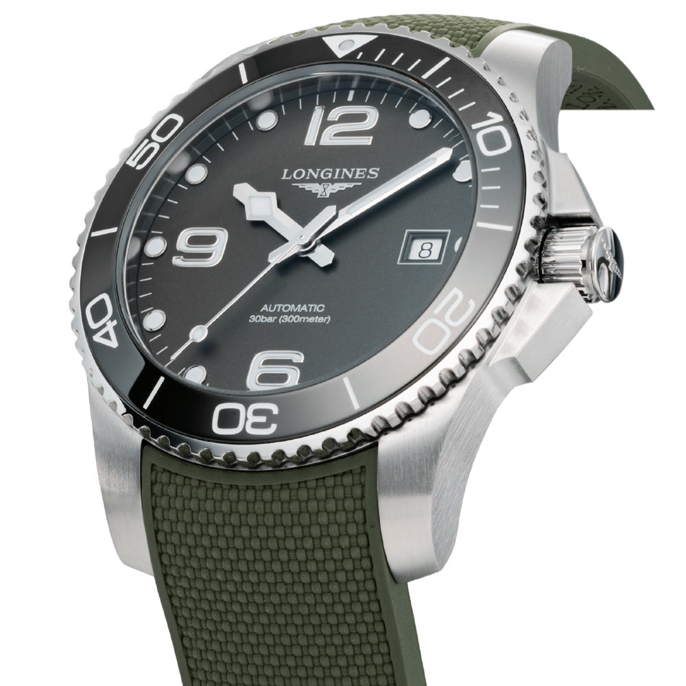 LONGINES L3.781.4.06.9 Watch - Hydro Conquest 5-Year Warranty Green Ceramic Bezel Automatic Movement Water Resistant 300m (Im