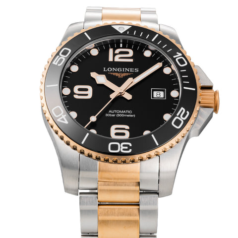 LONGINES L3.782.3.58.7 Hydro Conquest 5-Year Warranty Black Ceramic 300M Water Resistance Swiss Automatic