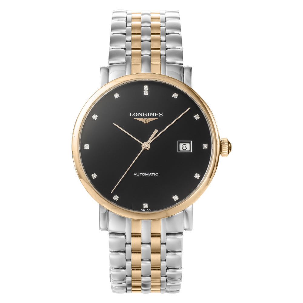 LONGINES L49105577 Watch - Elegant Design 5-Year Warranty Black Dial Stainless Steel Case Water Resistant