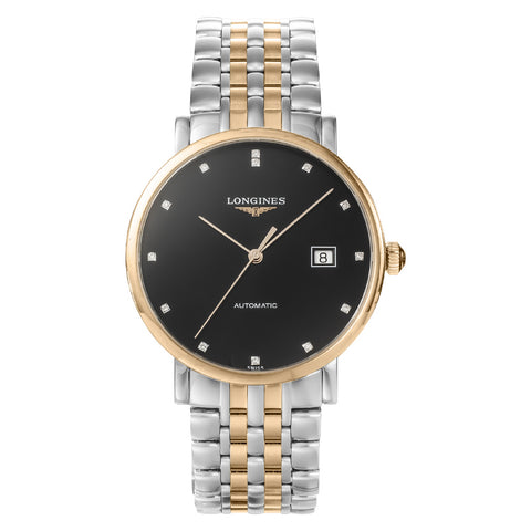 LONGINES L49105577 Watch - Elegant Design 5-Year Warranty Black Dial Stainless Steel Case Water Resistant