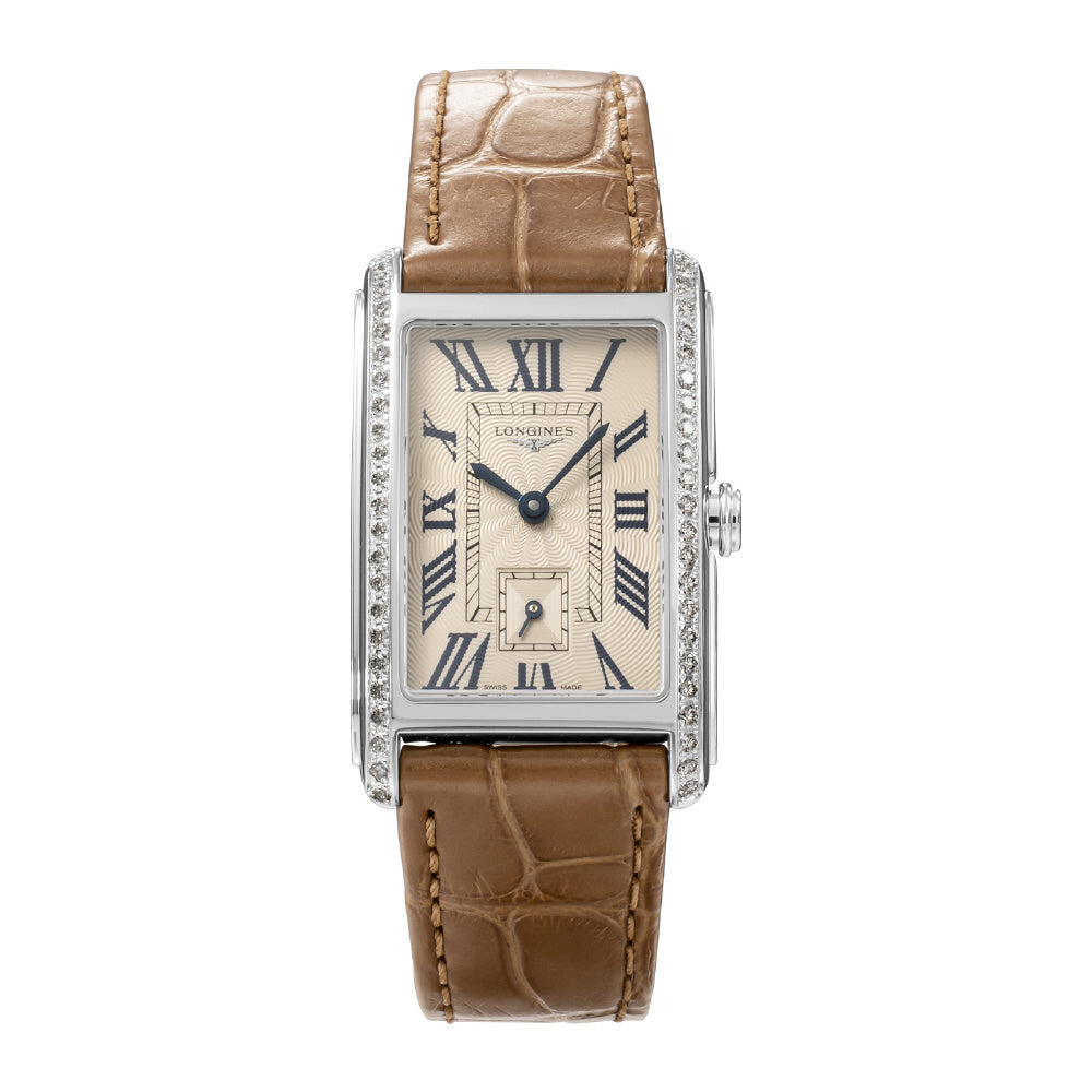 LONGINES L5.512.0.71.4 Watch - Dolcevita Brown Leather Strap Swiss Made Elegant Design 2-Year Warranty