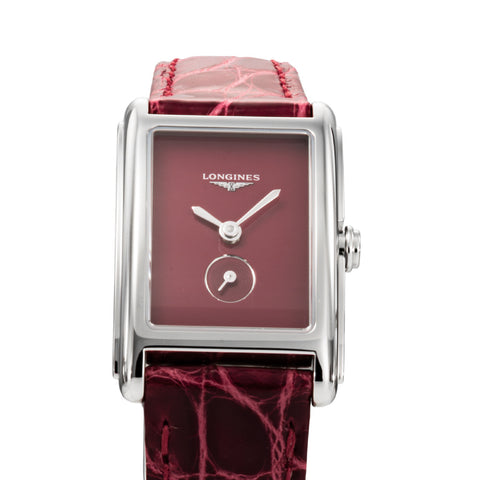 LONGINES L52554982 Elegant Dolcevita Design 2-Year Warranty Red Dial Stainless Steel Case