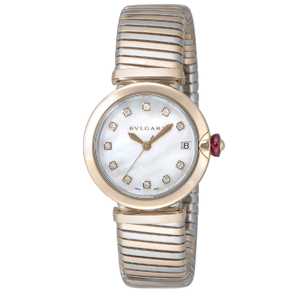 BVLGARI LU33WSPGSPGD-11.T Watch - Elegant White Dial 2-Year Warranty Swiss Quartz Movement Luxurious Design