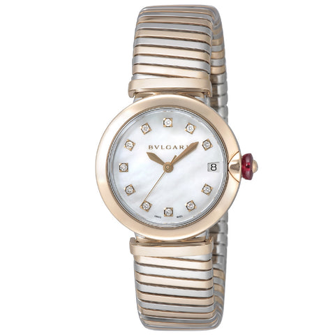 BVLGARI LU33WSPGSPGD-11.T Watch - Elegant White Dial 2-Year Warranty Swiss Quartz Movement Luxurious Design