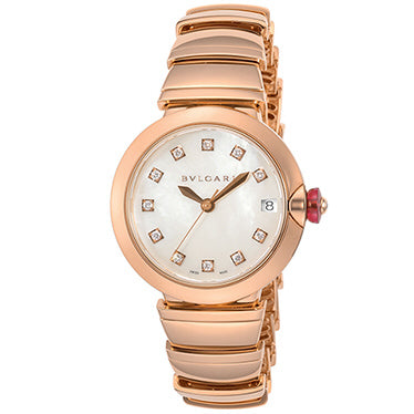 BVLGARI LUP33WGGD11 Luxury Lvcea White Pearl Dial Stainless Steel Bracelet 2-Year Warranty