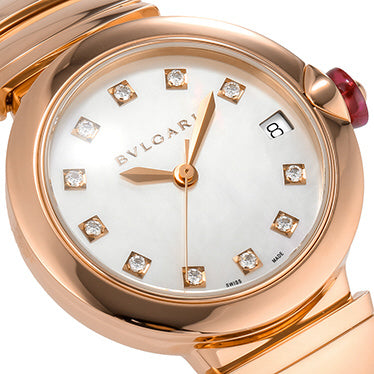 BVLGARI LUP33WGGD11 Luxury Lvcea White Pearl Dial Stainless Steel Bracelet 2-Year Warranty