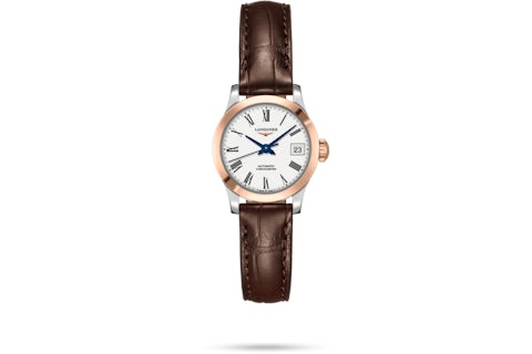 LONGINES L2.320.5.11.2 Record Watch with 5 Year Warranty Elegant White Dial Swiss Precision Timepiece