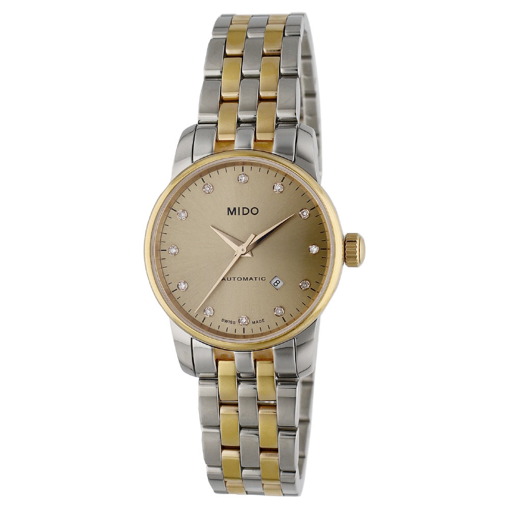 MIDO M7600.9.67.1 Watch - Baroncelli 2-Year Warranty Gold Elegant Design Swiss Automatic Movement Water Resistant
