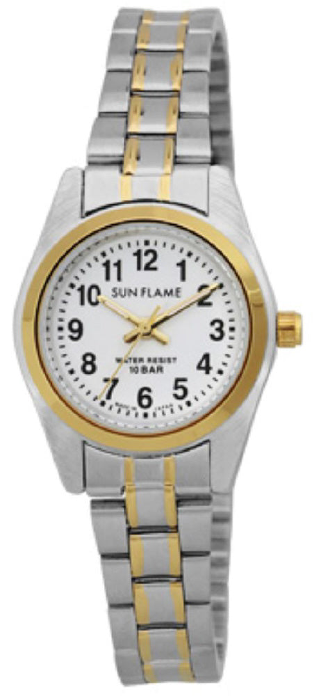 Sun Flame MJL-X01-T Watch - Elegant Stainless Steel Metal Band Made in Japan Water Resistant Stylish Design
