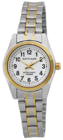 Sun Flame MJL-X01-T Watch - Elegant Stainless Steel Metal Band Made in Japan Water Resistant Stylish Design