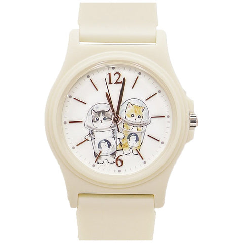 MSD001-1(IV) ) Mofusand PVC Watch Ivory Color Cute Cat Design Lightweight Water Resistant