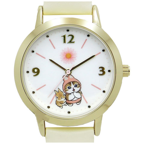 MSD002-1(ｳｻｷﾞ) ) Mofusand Leather Watch Soft White Cute Rabbit Design Adjustable Strap Water Resistant