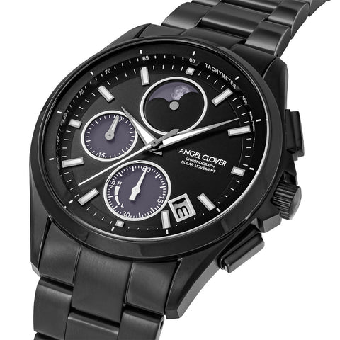 NLUS41BKELT Luce Solar Eco-Friendly Watch 1-Year Warranty Black Stainless Steel Elegant Design