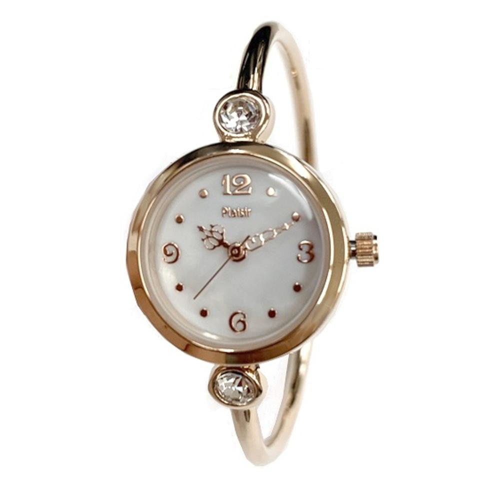 plaisir NTK-252 Watch - Nickel-Free Bangle Watch Gold White Elegant Design Durable Construction Stylish Accessory