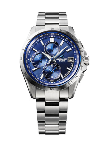 CASIO OCW-T2600-2A3JF Solar Radio Watch Classic Design Blue Dial Stainless Steel Case Water Resistant