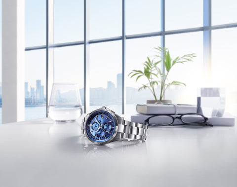 CASIO OCW-T2600-2A3JF Solar Radio Watch Classic Design Blue Dial Stainless Steel Case Water Resistant