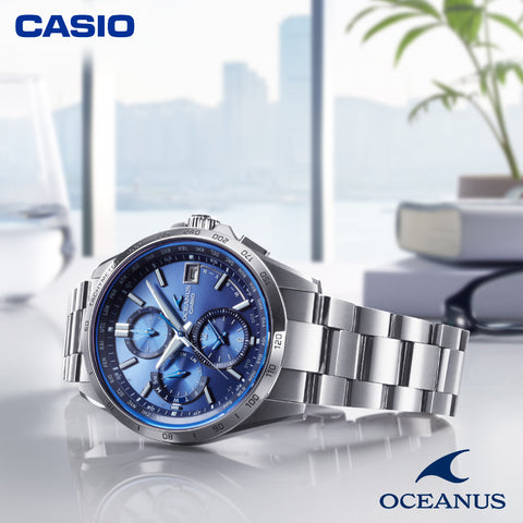 CASIO OCW-T2600-2A3JF Solar Radio Watch Classic Design Blue Dial Stainless Steel Case Water Resistant