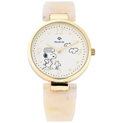 PNT038-1(WH) ) Snoopy Acrylic Bangle Watch Stylish Design Lightweight Comfortable Fit Fun Character Theme