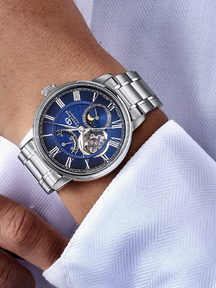 ORIENT RK-BT0002L Watch - Mechanical Moon Phase Automatic Watch - Elegant Design - Stainless Steel Case - Water Resistant (Im