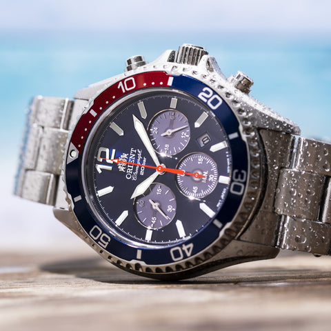 ORIENT RN-TX0201L Watch - Men's Mako Sports Diver Design Chronograph Solar Powered Metal Band Watch (Image 7)