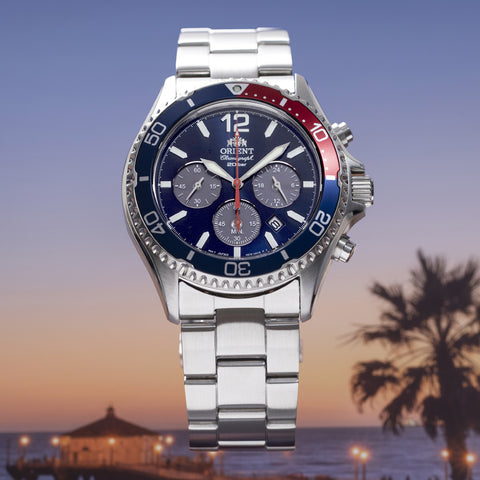 ORIENT RN-TX0201L Watch - Men's Mako Sports Diver Design Chronograph Solar Powered Metal Band Watch (Image 8)