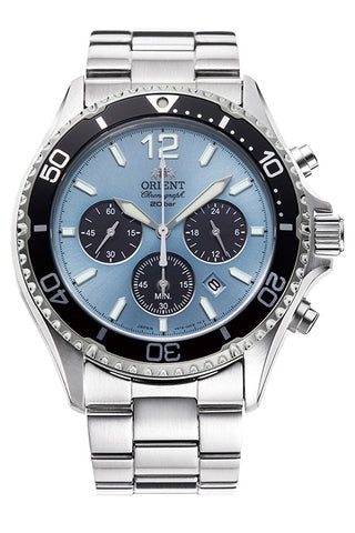 ORIENT RN-TX0206L Watch - Sports Orient Mako Diver Design Chronograph Solar-Powered Metal Band Men's Watch