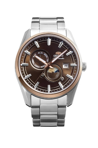 ORIENT RNAK0313Y Contemporary Collection Automatic Movement Sun & Moon Display Stainless Steel Case Elegant Design
