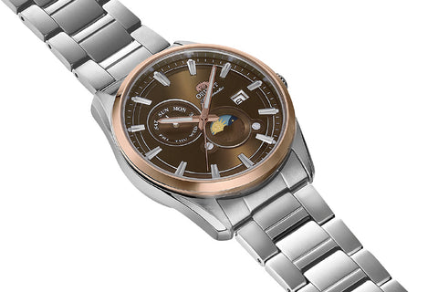 ORIENT RNAK0313Y Contemporary Collection Automatic Movement Sun & Moon Display Stainless Steel Case Elegant Design