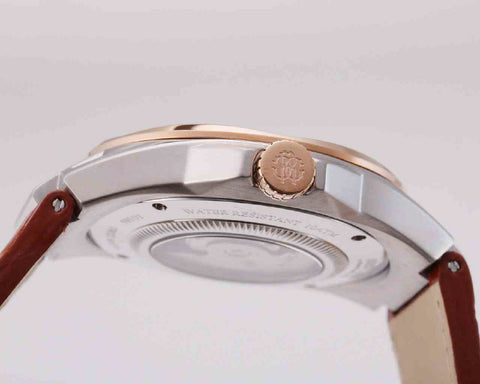 RV1G106L0051 Elegant Pink Gold Case Brown Band Water Resistant Stylish Design Authentic Product