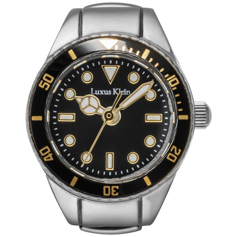 Other Overseas Manufacturers SB006SSBK Stylish Ring Watch Silver Black Elegant Design Water Resistant 1 Year Warranty