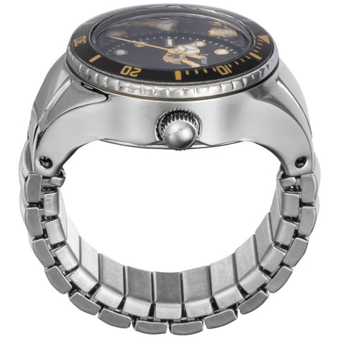 Other Overseas Manufacturers SB006SSBK Stylish Ring Watch Silver Black Elegant Design Water Resistant 1 Year Warranty