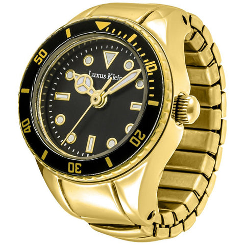 Other Overseas Manufacturers SB007YGBK Elegant Ring Watch Stylish Gold Black Design 1-Year Warranty Water Resistant