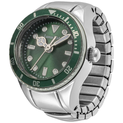 Other Overseas Manufacturers SB008SSGRN Stylish Ring Watch Silver Green 1-Year Warranty Durable Design Water-Resistant
