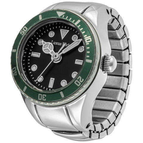 Other Overseas Manufacturers SB009GRNBK Stylish Ring Watch 1-Year Warranty Green Bezel Water-Resistant Durable Design