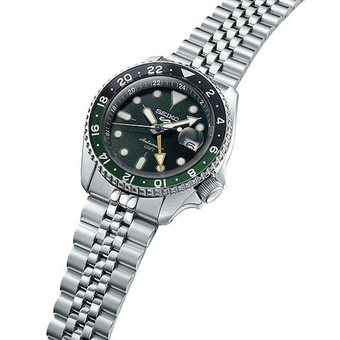 Seiko 5 Sports Automatic Mechanical GMT Metal Strap Men's Watch SBSC019/SSK035