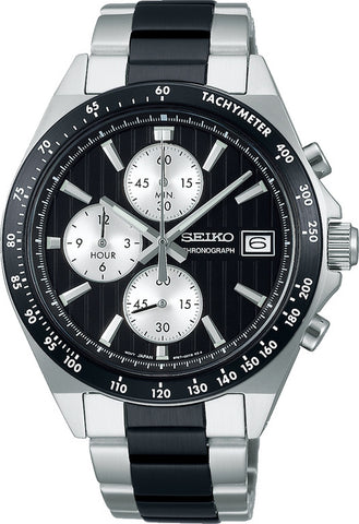 SEIKO SBTR043 Stylish Quartz Watch - Black Dial - Stainless Steel Case - Water Resistant - Elegant Design