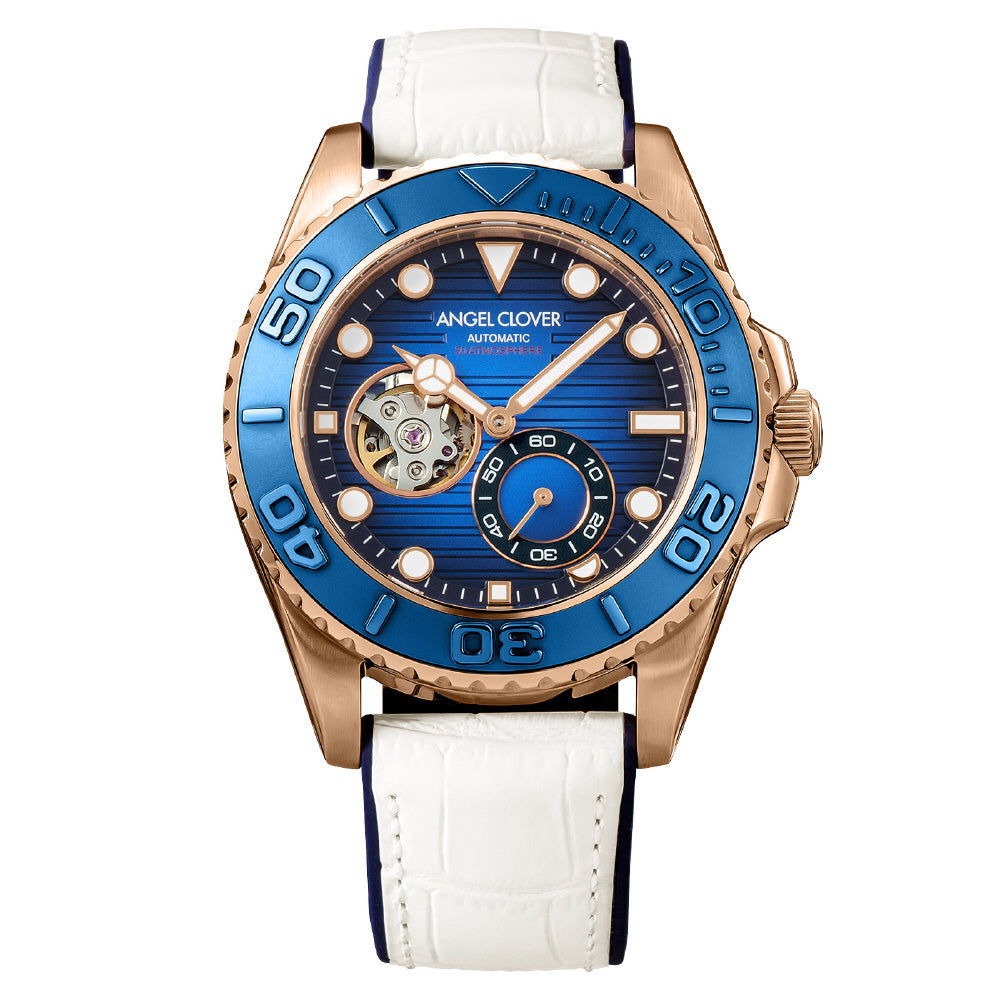 Angel Clover SCA44PBU-WH Watch - Sea Cruise Automatic 1-Year Warranty Blue Water Resistant Stylish Design