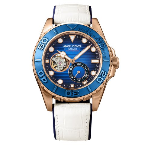 Angel Clover SCA44PBU-WH Watch - Sea Cruise Automatic 1-Year Warranty Blue Water Resistant Stylish Design