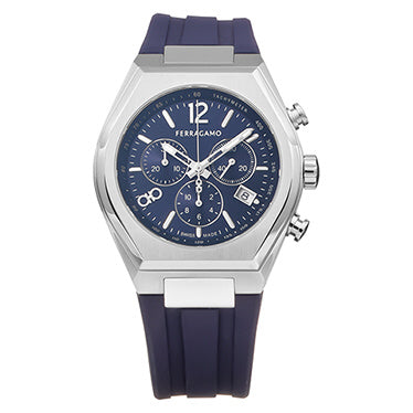 FERRAGAMO SFUV00122 Watch - Tonneau Gent 2-Year Warranty Blue Leather Strap Elegant Design Water Resistant