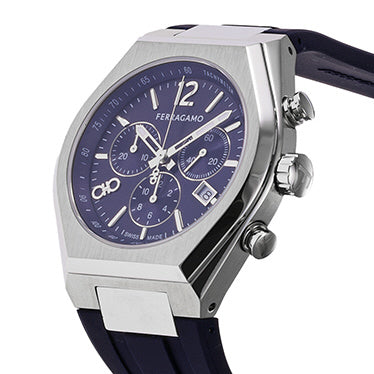 FERRAGAMO SFUV00122 Watch - Tonneau Gent 2-Year Warranty Blue Leather Strap Elegant Design Water Resistant (Image 2)