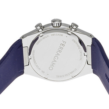 FERRAGAMO SFUV00122 Watch - Tonneau Gent 2-Year Warranty Blue Leather Strap Elegant Design Water Resistant (Image 5)