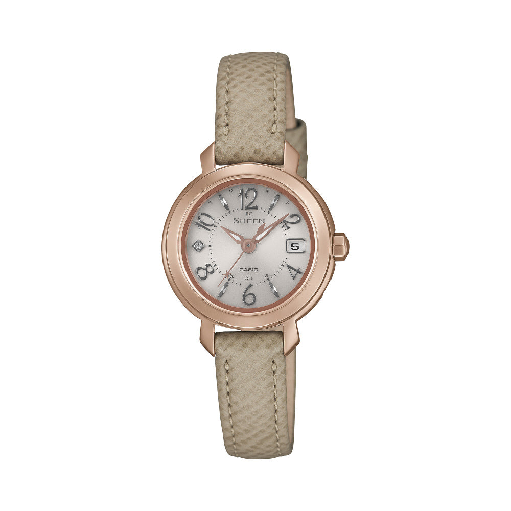 CASIO SHW-5300CGL-7AJF Watch - Solar Powered Radio Controlled Pink Gold and Taupe Elegant Design Women's Watch