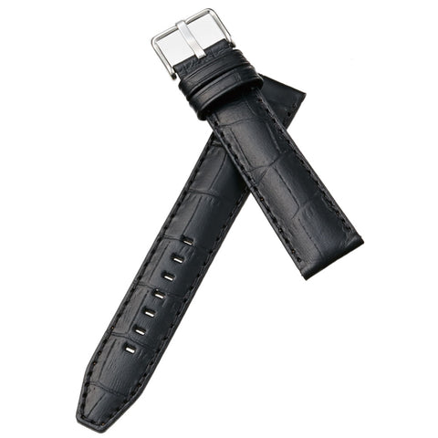 SK112AS Genuine Leather Alligator Pattern 20mm Width 18mm Buckle Black Classic Style
