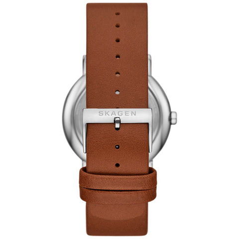 SKAGEN SKW6942 Men's Watch Minimalist Design Stainless Steel Case Water Resistant Leather Strap