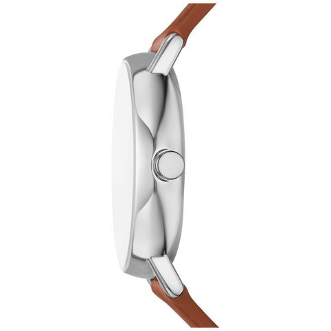SKAGEN SKW6942 Men's Watch Minimalist Design Stainless Steel Case Water Resistant Leather Strap