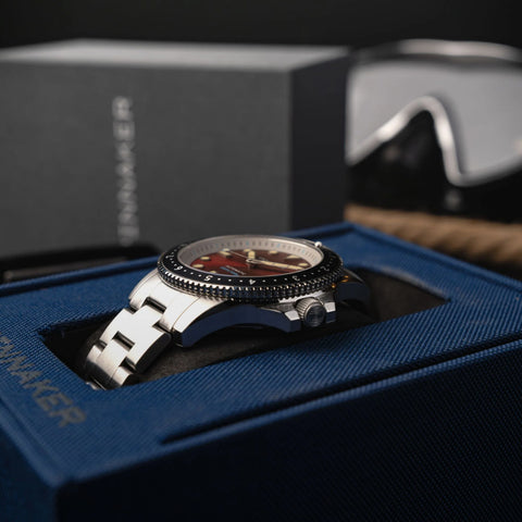 SPINNAKER SP-5136-44 Croft Pioneer 2-Year Warranty Red Stainless Steel Case Water Resistant Automatic Movement