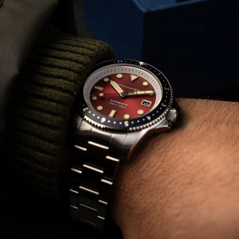SPINNAKER SP-5136-44 Croft Pioneer 2-Year Warranty Red Stainless Steel Case Water Resistant Automatic Movement