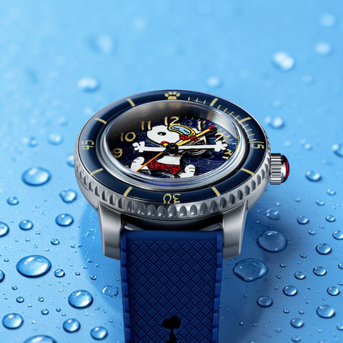 Other Overseas Manufacturers SP-5186-02 Fleuss Automatic Peanuts Snoopy Snorkeling Limited Edition 2-Year Warranty Navy