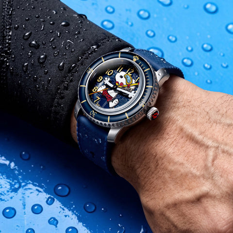 Other Overseas Manufacturers SP-5186-02 Fleuss Automatic Peanuts Snoopy Snorkeling Limited Edition 2-Year Warranty Navy
