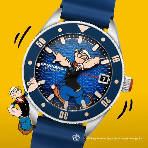 SP-5163-02 Challenger Automatic Popeye Anchor Arms Limited Edition 2-Year Warranty Blue Water Resistant Unique Design